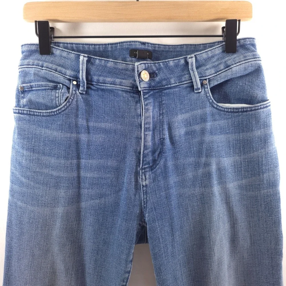 Ann Taylor Factory Women Slim Leg Jeans Size 6 Blue Medium Wash Mid Rise Stretch
